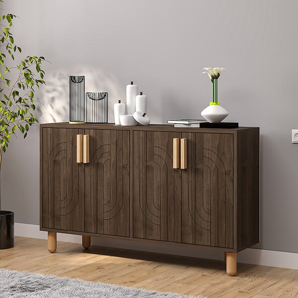 HABITAT ET JARDIN - Buffet en bois "Rodney" - 120 x 30 x 74 cm - Marron - large