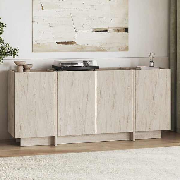 HABITAT ET JARDIN - Buffet en bois "Dorma" - 180 x 45 x 80 cm - Travertin - large