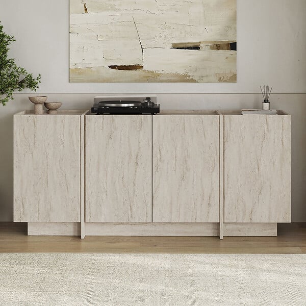 HABITAT ET JARDIN - Buffet en bois "Dorma" - 180 x 45 x 80 cm - Travertin - large