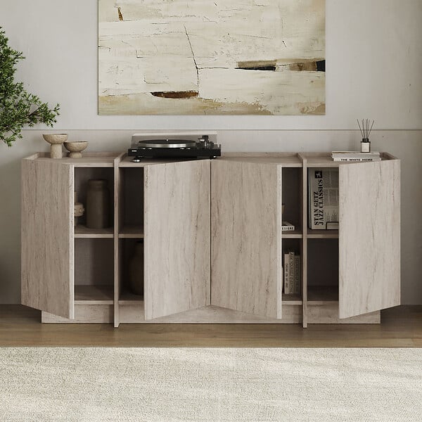HABITAT ET JARDIN - Buffet en bois "Dorma" - 180 x 45 x 80 cm - Travertin - large