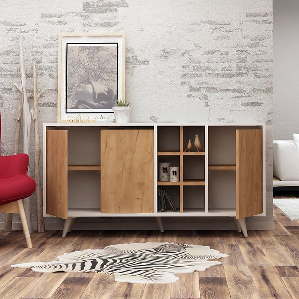 HABITAT ET JARDIN - Buffet en bois "Prava" - 140 x 40 x 86 cm - Marron - large