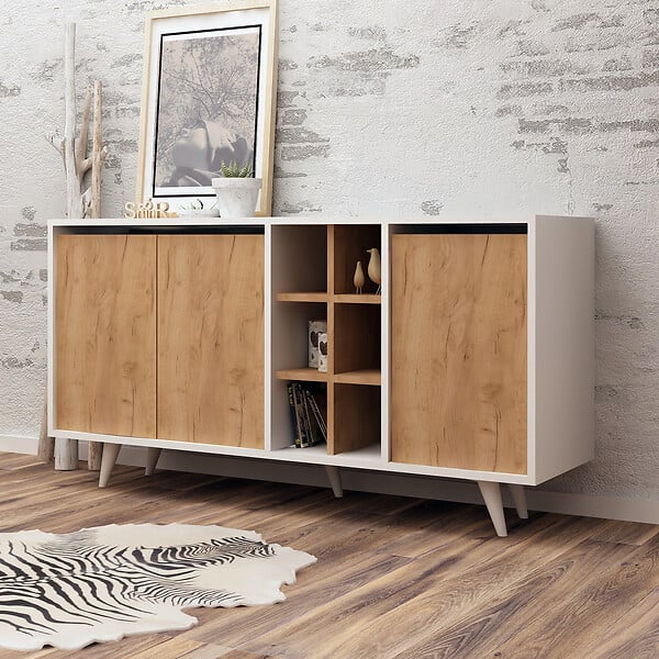HABITAT ET JARDIN - Buffet en bois "Prava" - 140 x 40 x 86 cm - Marron - large