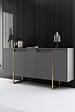 HABITAT ET JARDIN - Buffet en bois "Luxe" - 160 x 35 x 80 cm - Anthracite Doré - vignette