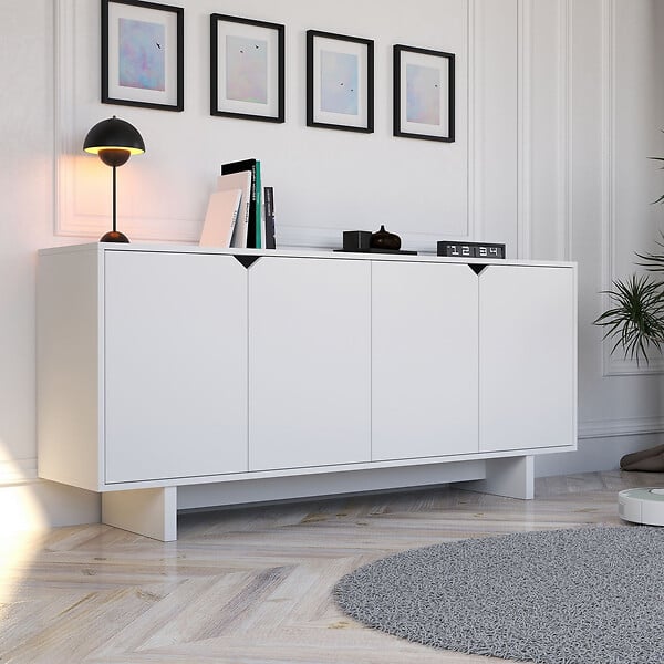 HABITAT ET JARDIN - Buffet en bois "Doruk" - 180 x 40 x 81 cm - Blanc - large