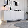 HABITAT ET JARDIN - Buffet en bois "Doruk" - 180 x 40 x 81 cm - Blanc - vignette