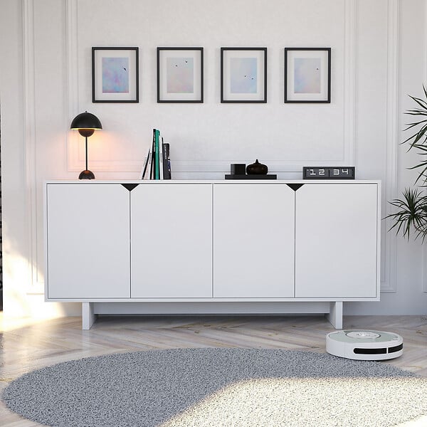 HABITAT ET JARDIN - Buffet en bois "Doruk" - 180 x 40 x 81 cm - Blanc - large