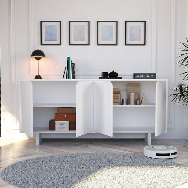HABITAT ET JARDIN - Buffet en bois "Doruk" - 180 x 40 x 81 cm - Blanc - large