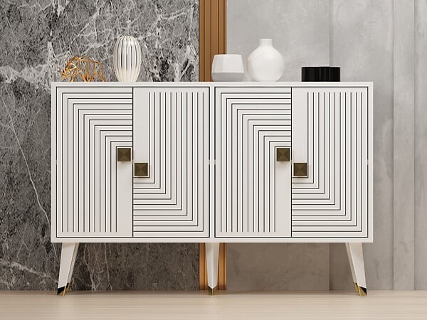 HABITAT ET JARDIN - Buffet en bois "Ahart" - 120 x 30 x 80 cm - Blanc - large