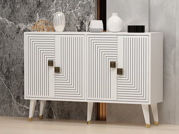 HABITAT ET JARDIN - Buffet en bois "Ahart" - 120 x 30 x 80 cm - Blanc - large