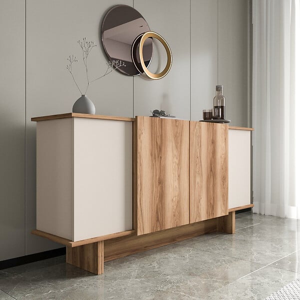 HABITAT ET JARDIN - Buffet en bois "Diana" - 180 x 40 x 81 cm - Beige - large