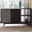 HABITAT ET JARDIN - Buffet en bois "Ravello" - 140 x 35 x 80 cm - Gris anthracite marbré - vignette
