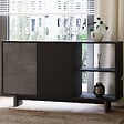 HABITAT ET JARDIN - Buffet en bois "Ravello" - 140 x 35 x 80 cm - Gris anthracite marbré - vignette