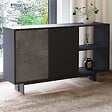 HABITAT ET JARDIN - Buffet en bois "Ravello" - 140 x 35 x 80 cm - Gris anthracite marbré - vignette