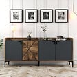 HABITAT ET JARDIN - Buffet en bois "Venedik" - 180 x 35 x 78 cm - Gris anthracite - vignette
