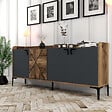 HABITAT ET JARDIN - Buffet en bois "Venedik" - 180 x 35 x 78 cm - Gris anthracite - vignette