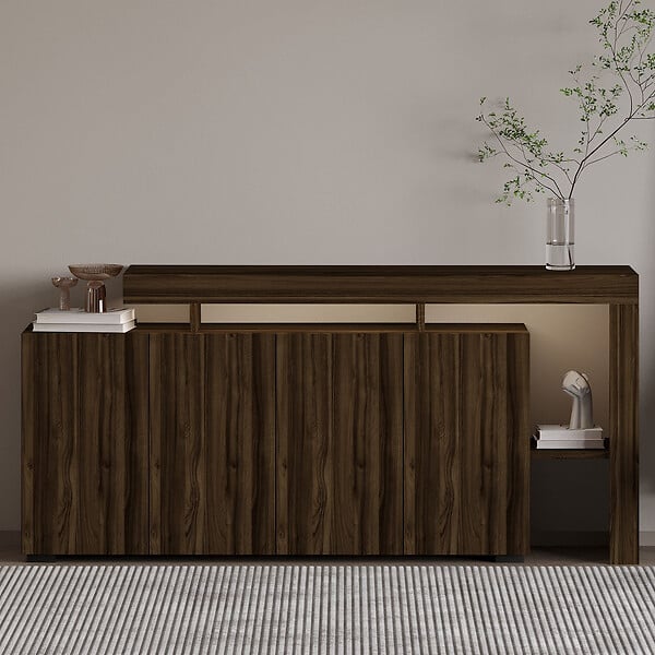 HABITAT ET JARDIN - Buffet en bois "Beliz" - 170 x 35 x 80 cm - Noyer - large