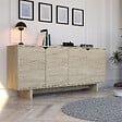 HABITAT ET JARDIN - Buffet en bois "Turan" - 180 x 40 x 81 cm - Travertin - vignette