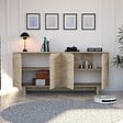 HABITAT ET JARDIN - Buffet en bois "Turan" - 180 x 40 x 81 cm - Travertin - vignette