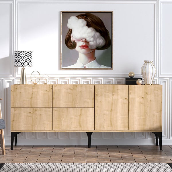 HABITAT ET JARDIN - Buffet en bois "Laika" - 180 x 40 x 80 cm - Beige - large