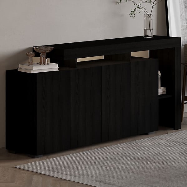 HABITAT ET JARDIN - Buffet en bois "Beliz" - 170 x 35 x 80 cm - Bois Noir - large
