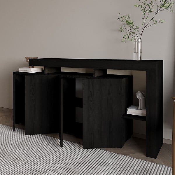HABITAT ET JARDIN - Buffet en bois "Beliz" - 170 x 35 x 80 cm - Bois Noir - large