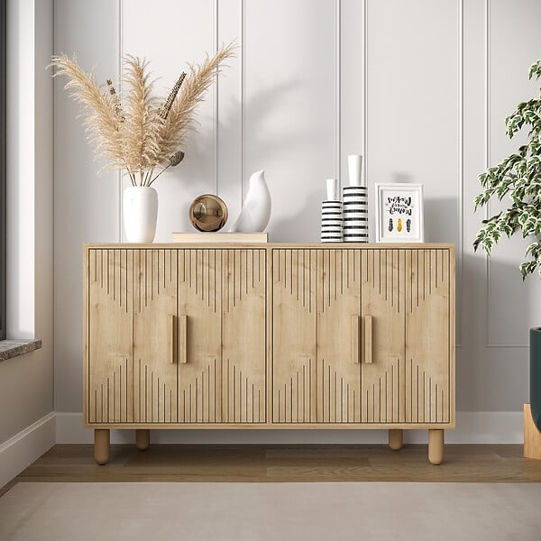 HABITAT ET JARDIN - Buffet en bois "Roger" - 120 x 29 x 73 cm - Beige - large