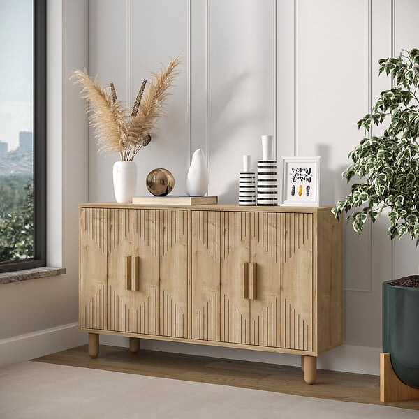 HABITAT ET JARDIN - Buffet en bois "Roger" - 120 x 29 x 73 cm - Beige - large