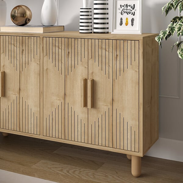 HABITAT ET JARDIN - Buffet en bois "Roger" - 120 x 29 x 73 cm - Beige - large