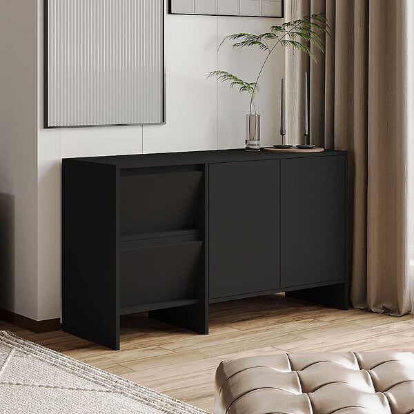 HABITAT ET JARDIN - Buffet en bois "Laris 130" - 130 x 44 x 82 cm - Noir - large