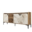 HABITAT ET JARDIN - Buffet en bois "Venedik" - 180 x 35 x 78 cm - Blanc marbré - vignette