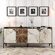 HABITAT ET JARDIN - Buffet en bois "Venedik" - 180 x 35 x 78 cm - Blanc marbré - vignette