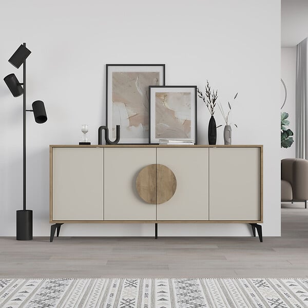 HABITAT ET JARDIN - Buffet en bois "Gora Wide" - 180 x 36 x 82 cm - Crème - large