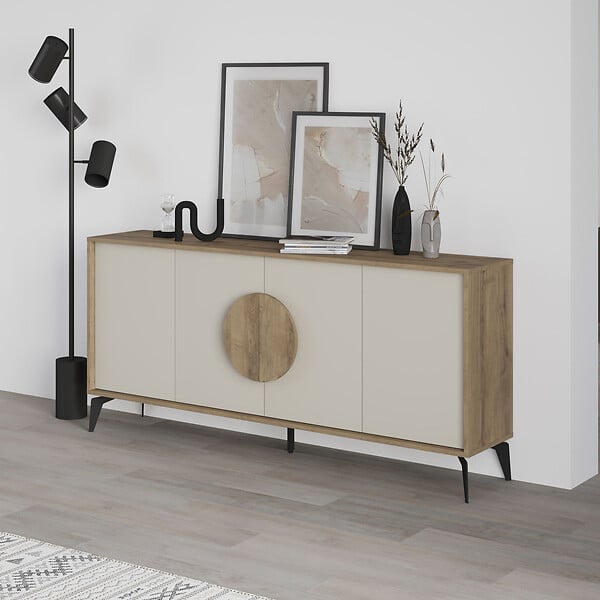 HABITAT ET JARDIN - Buffet en bois "Gora Wide" - 180 x 36 x 82 cm - Crème - large