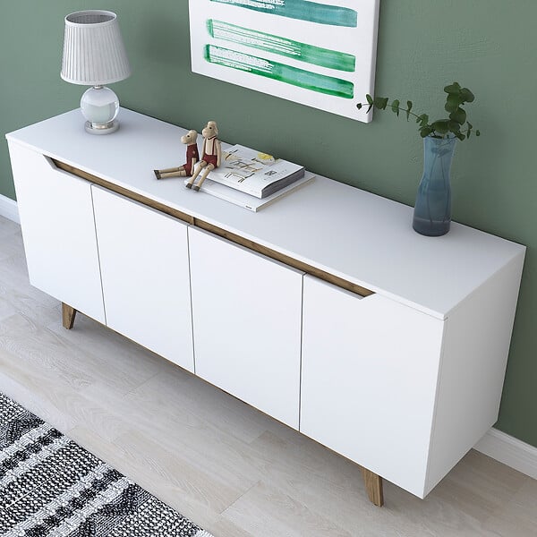 HABITAT ET JARDIN - Buffet en bois "Gondol" - 180 x 45 x 79 cm - Blanc - large