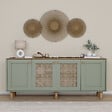 HABITAT ET JARDIN - Buffet en bois et cannage "Bohemian" - 180 x 40 x 75 cm - Vert - vignette