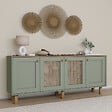 HABITAT ET JARDIN - Buffet en bois et cannage "Bohemian" - 180 x 40 x 75 cm - Vert - vignette