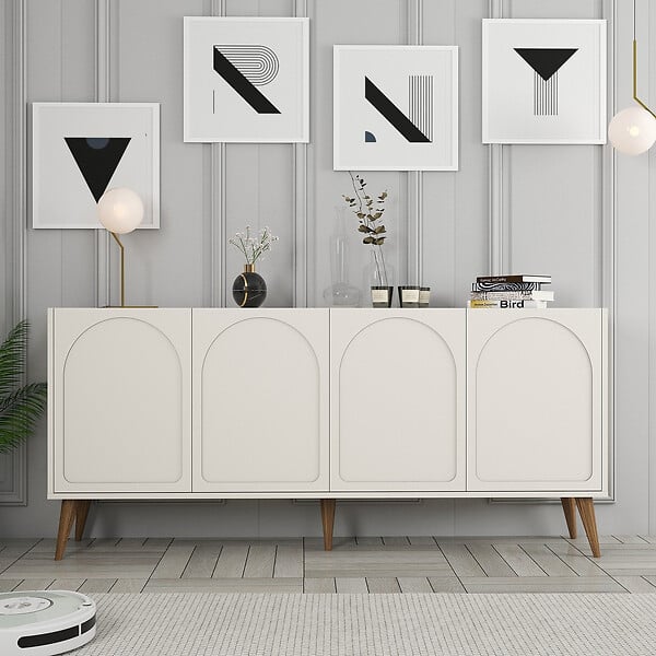 HABITAT ET JARDIN - Buffet en bois "Lyon" - 180 x 35 x 81 cm - Crème - large