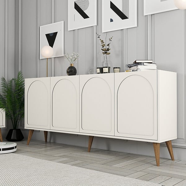 HABITAT ET JARDIN - Buffet en bois "Lyon" - 180 x 35 x 81 cm - Crème - large
