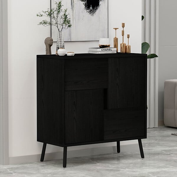 HABITAT ET JARDIN - Buffet en bois "Darien" - 76 x 35 x 79 cm - Noir - large