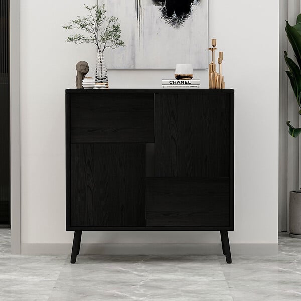 HABITAT ET JARDIN - Buffet en bois "Darien" - 76 x 35 x 79 cm - Noir - large