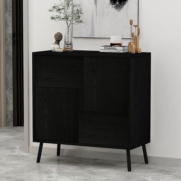 HABITAT ET JARDIN - Buffet en bois "Darien" - 76 x 35 x 79 cm - Noir - large