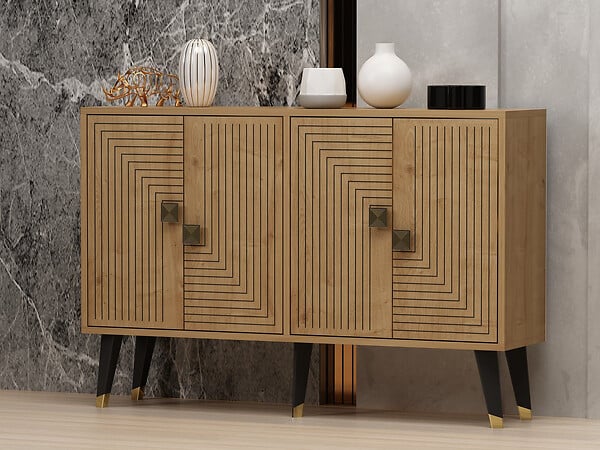 HABITAT ET JARDIN - Buffet en bois "Ahart" - 120 x 30 x 80 cm - Chêne Saphir Or - large