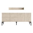 HABITAT ET JARDIN - Buffet en bois avec étagère murale "Stella" - 180 x 40 x 55 cm - Travertin - vignette