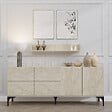 HABITAT ET JARDIN - Buffet en bois avec étagère murale "Stella" - 180 x 40 x 55 cm - Travertin - vignette
