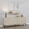 HABITAT ET JARDIN - Buffet en bois avec étagère murale "Stella" - 180 x 40 x 55 cm - Travertin - vignette