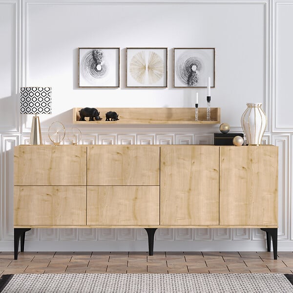 HABITAT ET JARDIN - Buffet en bois "Stella" - 180 x 40 x 55 cm - Chêne Saphir - large