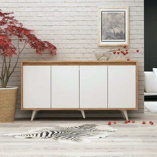 HABITAT ET JARDIN - Buffet en bois "Shans" - 140 x 40 x 86 cm - Blanc - large