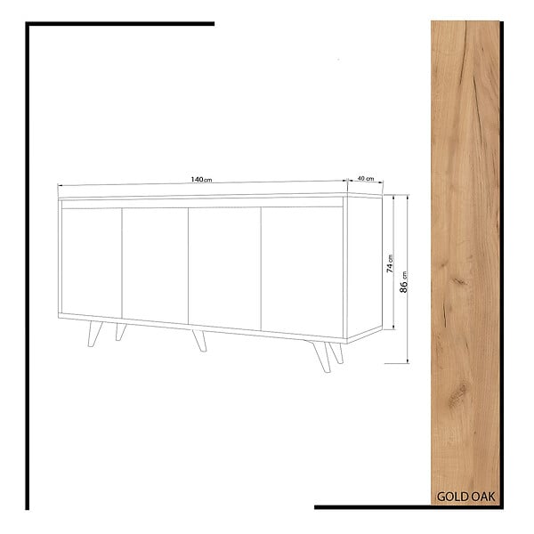 HABITAT ET JARDIN - Buffet en bois "Shans" - 140 x 40 x 86 cm - Blanc - large