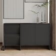 HABITAT ET JARDIN - Buffet en bois "Laris 130" - 130 x 44 x 82 cm - Gris anthracite - vignette