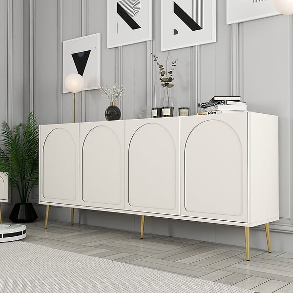HABITAT ET JARDIN - Buffet en bois "Lyon" - 180 x 35 x 80 cm - Crème - large